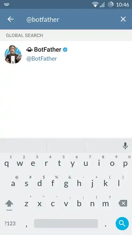 BotFather in the Telegram search