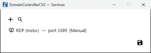 Services window of a VM with one RDP service