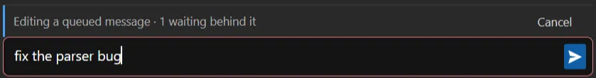 The composer editing a queued message