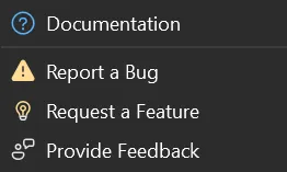 The Help & Feedback submenu