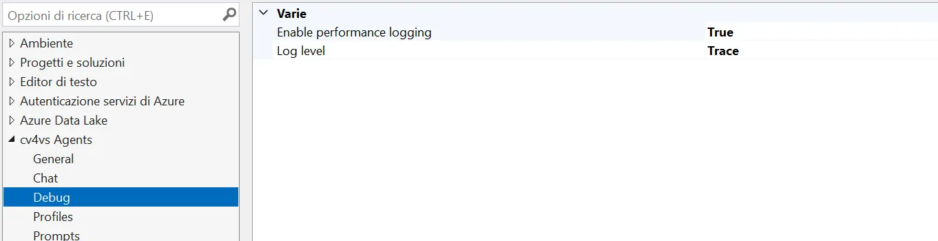 Options, Debug page