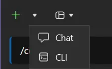 The New Instance arrow: a new Chat or CLI pane