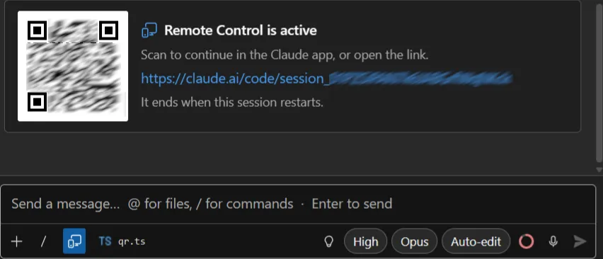 The session card and the toolbar indicator