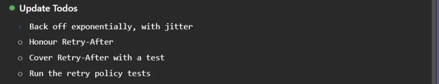 The task list in the conversation